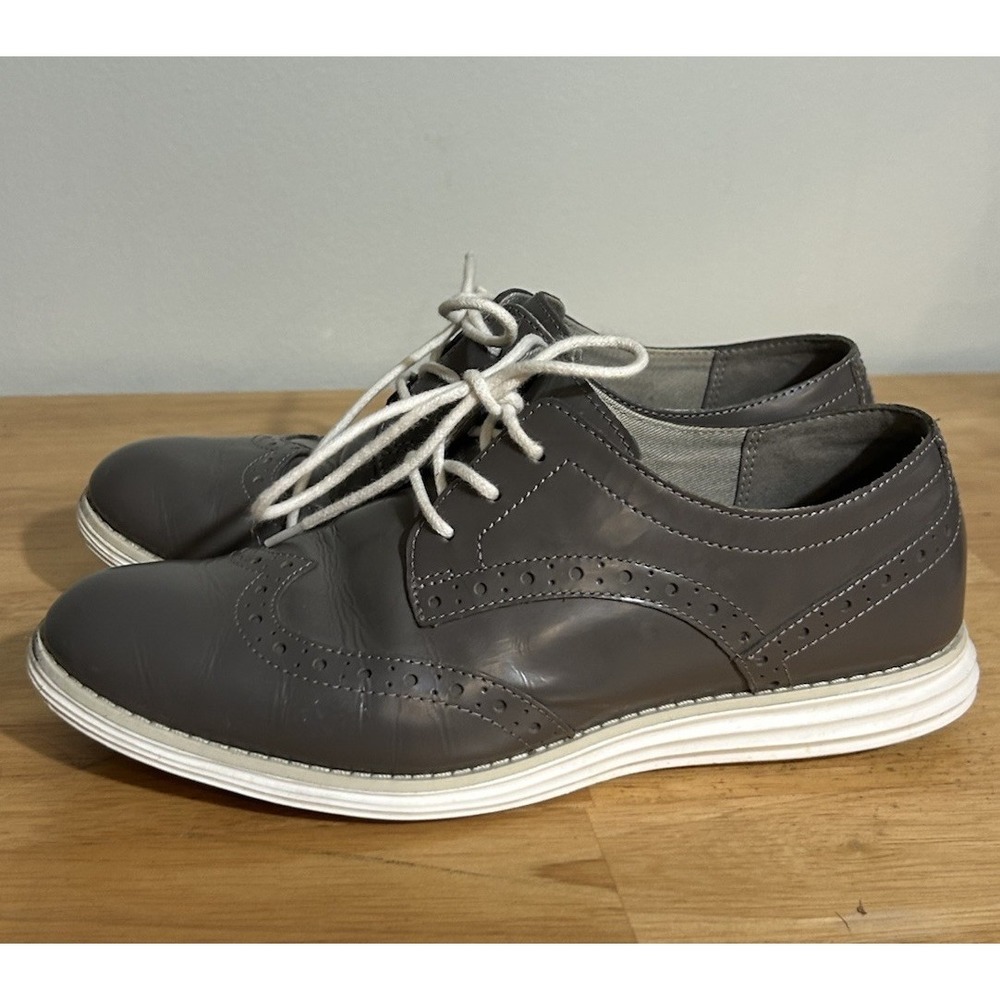 Cole Haan Grand OS H16 W05434 Gray Leather Wingtip Oxfords Size 6.5 Preppy NE